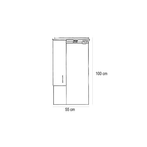 Bianca Plus 55 felsőszekrény, magasfényű fehér színben, jobbos nyitásirány