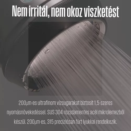 POSEION BT100® Prémium koreai revitalizáló zuhanyfej vízszűrővel, mágneses-ionizáló technológiával, szürke