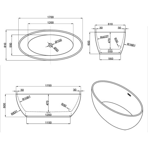 Kara szabadon álló fürdőkád