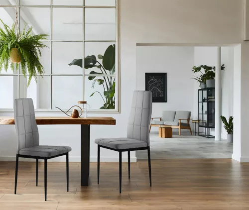 4 db-os magas háttámlájú szürke szövet étkezőszék
