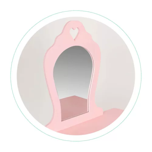 Fa gyerek fésülködőasztal tükörrel rózsaszín