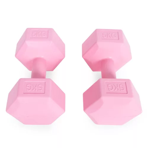 Hex súlyzó szett 2x5 kg rózsaszín