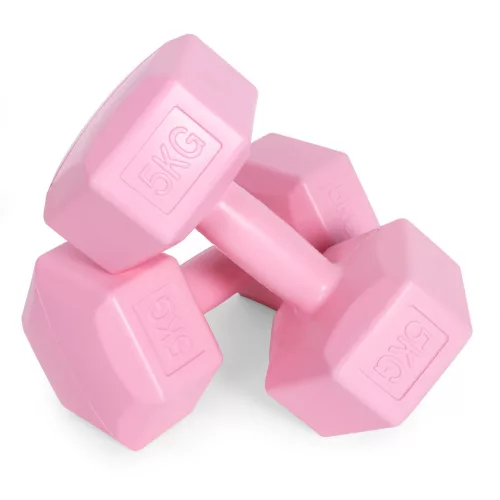 Hex súlyzó szett 2x5 kg rózsaszín