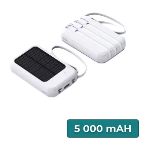 Powerbank napelemmel 4 töltőkábellel 5000mAH