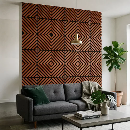 Akusztikus falpanel Deco IX dió hatású 60x60x1,8 cm