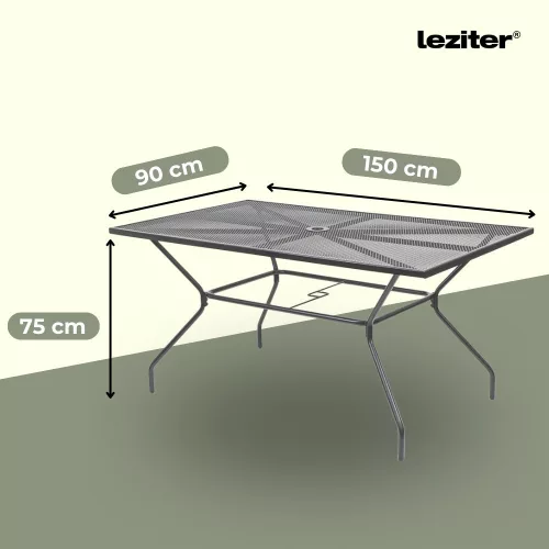 Melfi fém mesh kerti asztal 150x90x75 cm