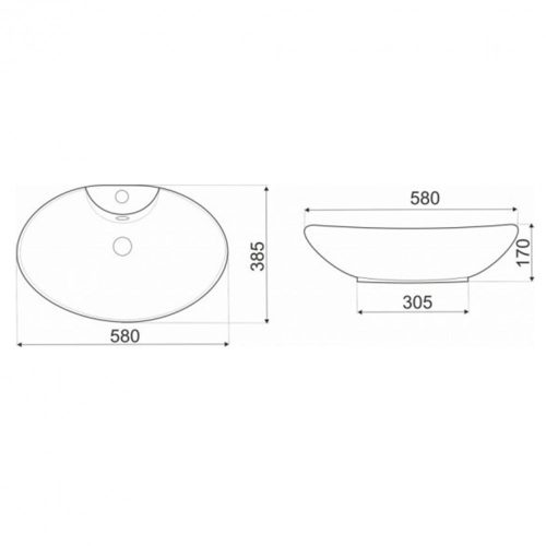 KR-139 kerámia design mosdó 58x38 cm, fényes fehér