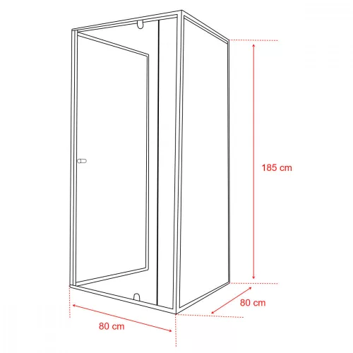 Flexi 80x80 cm falsíkra szerelhető szögletes zuhanykabin zuhanytálca nélkül