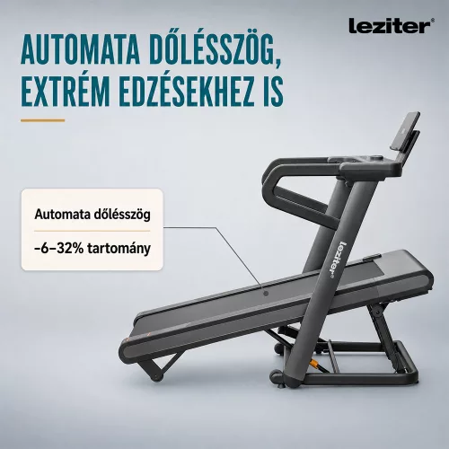 Futópad Led kijelzővel Bluetooth okosfunkció, Velox Ultra Max 150 kg, 3 LE, 18,8 Km/h, dőlésszög -6-32%