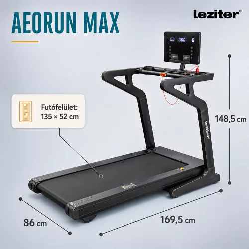 Futópad Led kijelzővel Aeorun Max 150 kg, 4,5 LE, 18,8 Km/h, 12 program, dőlésszög 0-15%