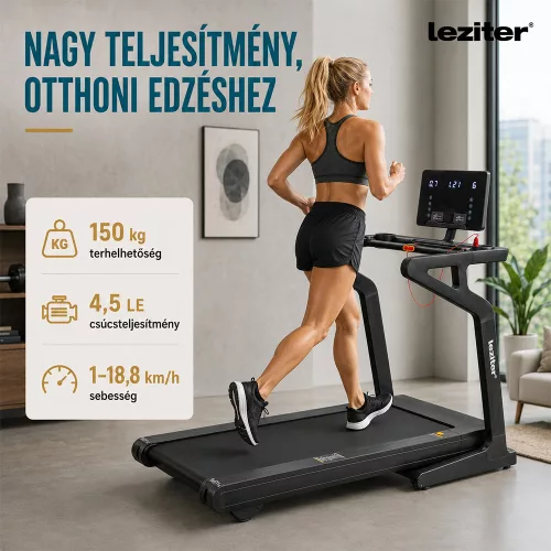 Futópad Led kijelzővel Aeorun Max 150 kg, 4,5 LE, 18,8 Km/h, 12 program, dőlésszög 0-15%