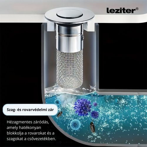 Lefolyódugó szűrővel rozsdamentes acél 60 mm