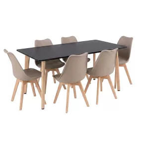 Silla 150 6+1 étkező garnitúra fekete-bézs