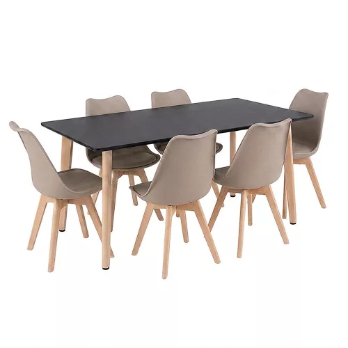 Silla 150 6+1 étkező garnitúra fekete-bézs