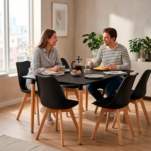 Silla 150 cm szögletes étkezőasztal fekete