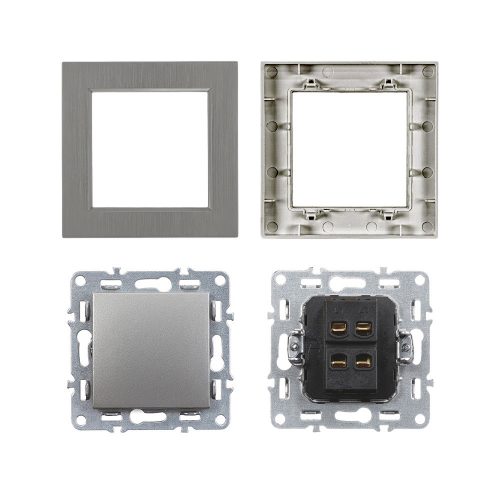 Nova kereszt kapcsoló 107 szürke szálcsiszolt kerettel