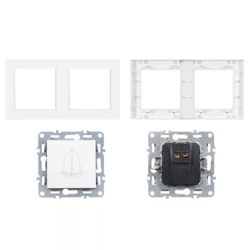 Nova kettős csengő kapcsoló 101N fehér kerettel