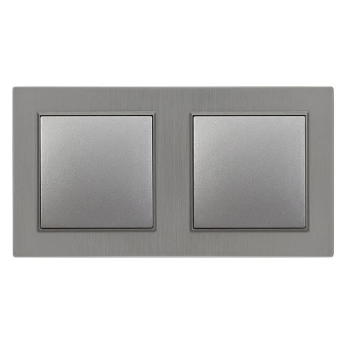 Nova kettős kereszt kapcsoló 107 szürke szálcsiszolt dupla kerettel