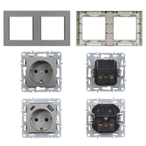 Nova dugalj USB csatlakozóval szürke szálcsiszolt kerettel