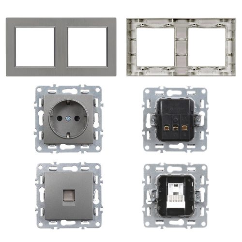 Nova dugalj 16A 250V UTP csatlakozóval szürke szálcsiszolt kerettel