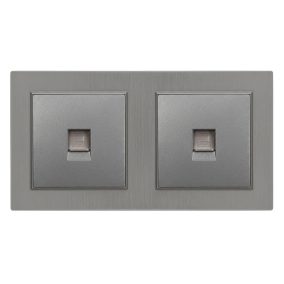   Nova kettős UTP aljzat RJA-45 szürke szálcsiszolt kerettel