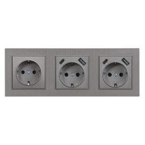   Nova III dugalj kettő USB csatlakozóval szürke szálcsiszolt kerettel