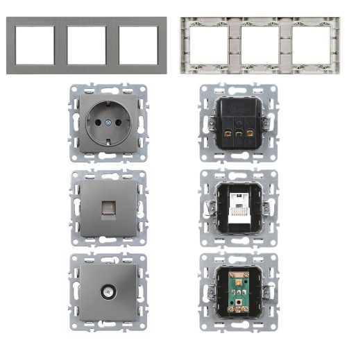 Nova dugalj, UTP, TV csatlakozóval szürke szálcsiszolt kerettel