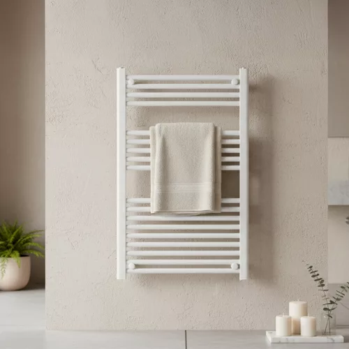 Egyenes törölközőszárító radiátor 1000x600 mm fehér