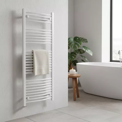Íves törölközőszárító radiátor 1400x600 mm fehér