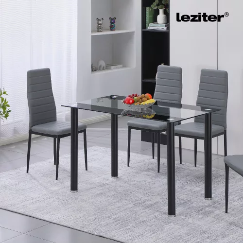 Riona 120 cm szögletes üveg étkezőasztal