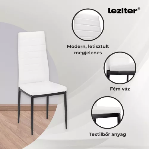 Denton 4+1 étkező garnitúra fehér-fekete