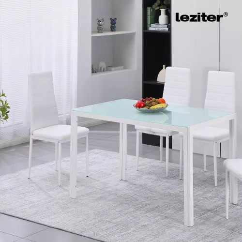 Ezra 140 cm szögletes üveg étkezőasztal