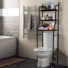 Fürdőszobai polc wc fölé, többszintes, fekete