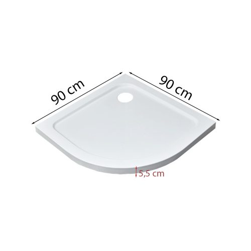 Modena Slim íves alacsony akril zuhanytálca 90x90 cm
