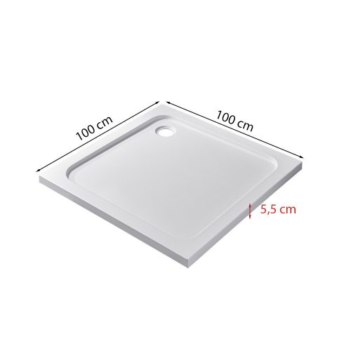 Modena Slim szögletes alacsony akril zuhanytálca 100x100 cm
