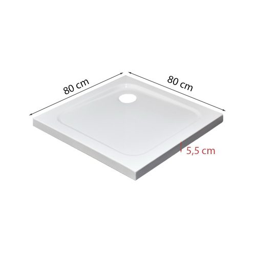 Modena Slim szögletes alacsony akril zuhanytálca 80x80 cm