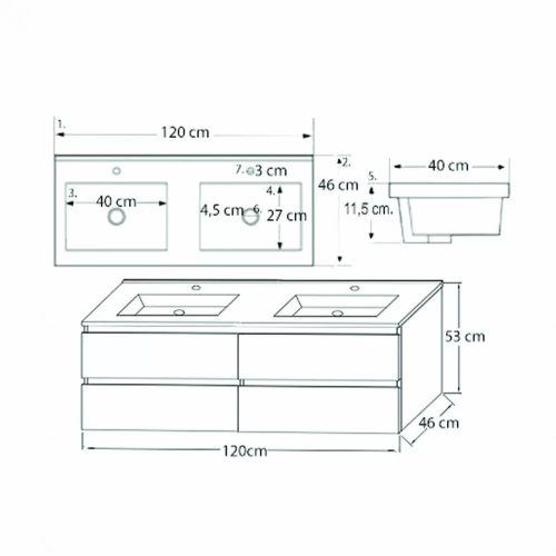 Porto 120 alsó szekrény mosdóval