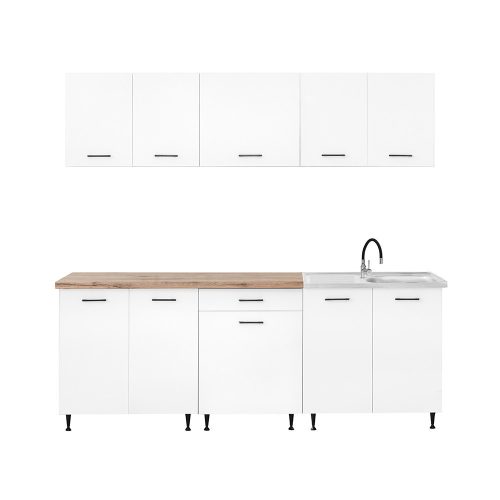 Primo 220 konyhabútor fehér, charlestone tölgy munkalappal