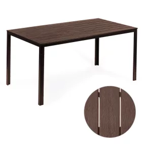6 személyes kerti asztal 156x78 cm polywood barna