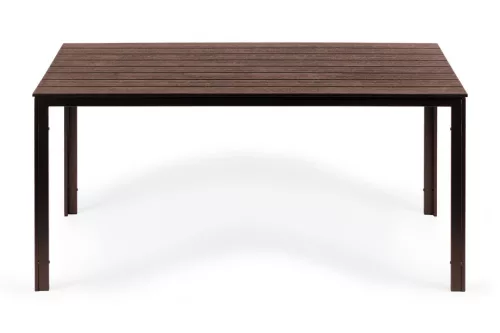 6 személyes kerti asztal 156x78 cm polywood barna