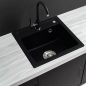   Nia szögletes egy medencés gránit mosogató szifonnal fekete