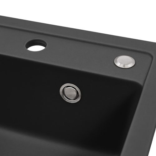 Nia szögletes egy medencés gránit mosogató szifonnal fekete