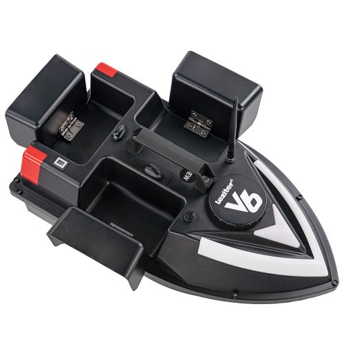 Etetőhajó V6 GPS 3 tartályos hátra és oldalkidobós fekete