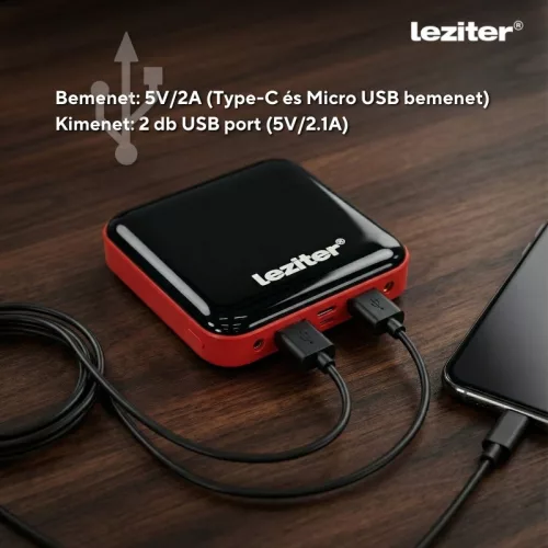 Powerbank 10000 mAH 2A 10W piros