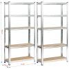 Fancy Garden Garázs Fém Polcrendszer Ezüst 70x30x154 MDF Polcokkal