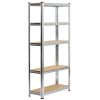 Fancy Garden Garázs Fém Polcrendszer Ezüst 70x30x154 MDF Polcokkal