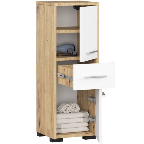 FIN Fürdőszobai Álló Szekrény Artisan Tölgy-Fehér 85cm
