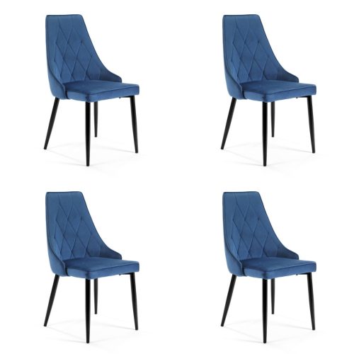 AKORD SJ.054 Glamour Bársony Étkezőszék Tengerészkék Steppelt