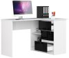 AKORD B16 Sarok Íróasztal 124 cm Jobbos 3 Fiókos Fehér/Fekete Magasfényű