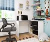 AKORD B16 Sarok Íróasztal 124 cm Jobbos 3 Fiókos Fehér/Fekete Magasfényű